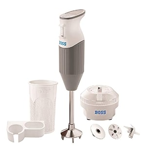 boss big boss portable hand blender  powerful 180 w motor  variable speed control  isi-marked grey