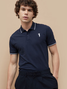 BOSSINI Solid Men Polo Neck Blue T-Shirt