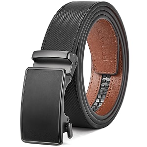 bostanten mens belt leather ratchet dress belt with sliding adjustable buckle trim to fit