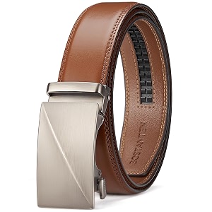 bostanten mens belt leather ratchet dress belt with sliding adjustable buckle trim to fit