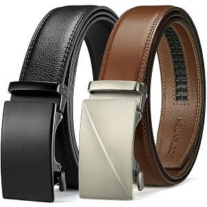 bostanten mens belt leather ratchet dress belt with sliding adjustable buckle trim to fit