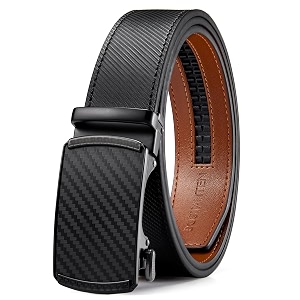 bostanten mens belt leather ratchet dress belt with sliding adjustable buckle trim to fit