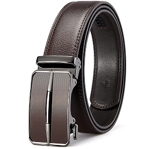 bostanten mens belt leather ratchet dress belt with sliding adjustable buckle trim to fit