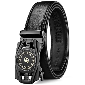bostanten mens belt leather ratchet dress belt with sliding adjustable buckle trim to fit