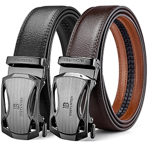 bostanten mens belt leather ratchet dress belt with sliding adjustable buckle trim to fit