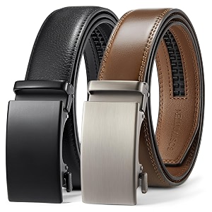 bostanten mens belt leather ratchet dress belt with sliding adjustable buckle trim to fit