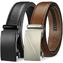 BOSTANTEN Mens Belt Leather Ratchet Dress Belt with Sliding Adjustable Buckle, Trim to Fit