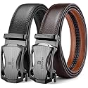 BOSTANTEN Mens Belt Leather Ratchet Dress Belt with Sliding Adjustable Buckle, Trim to Fit