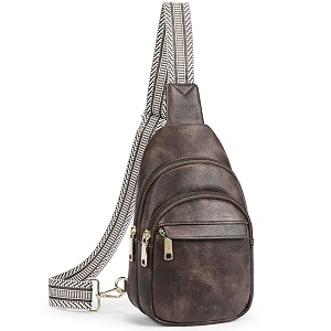 bostanten sling bag for women leather crossbody bags fanny pack chest bag for travel a-coffee medium classic casual travel
