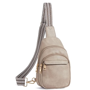bostanten sling bag for women leather crossbody bags fanny pack chest bag for travel a-grey small classic casual travel