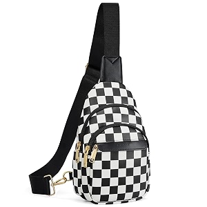 bostanten sling bag for women leather crossbody bags fanny pack chest bag for travel a-checkered black 102434  66934  31534 classic casual travel