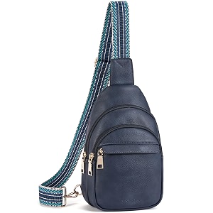 bostanten sling bag for women leather crossbody bags fanny pack chest bag for travel a-blue small classic casual travel