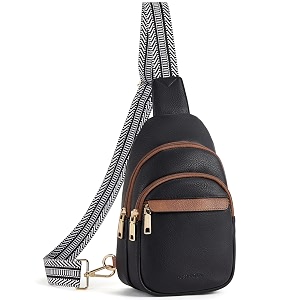 bostanten sling bag for women leather crossbody bags fanny pack chest bag for travel a-black small classic casual travel
