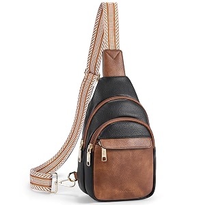 bostanten sling bag for women leather crossbody bags fanny pack chest bag for travel a-black amp brown 315 inches x 669 inches x 1024 inches classic casual travel