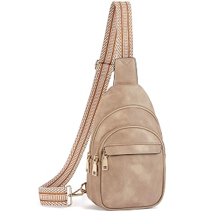bostanten sling bag for women leather crossbody bags fanny pack chest bag for travel a-light brown small classic casual travel