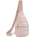 BOSTANTEN Sling Bag for Women Leather Crossbody Bags Fanny Pack Chest Bag for Travel, A-pink, Small, Classic Casual Travel