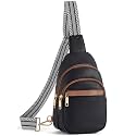 BOSTANTEN Sling Bag for Women Leather Crossbody Bags Fanny Pack Chest Bag for Travel, A-black, Small, Classic Casual Travel