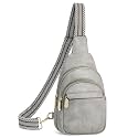 BOSTANTEN Sling Bag for Women Leather Crossbody Bags Fanny Pack Chest Bag for Travel, A-twilight Grey, 10.24'' x 6.69'' x 3.15'', Classic Casual Travel