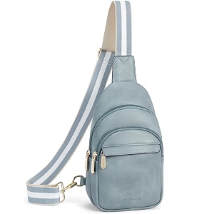 bostanten small sling bag for women leather crossbody bags fanny pack chest bag for travel a-denim blue