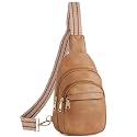 BOSTANTEN Small Sling Bag for Women Leather Crossbody Bags Fanny Pack Chest Bag for Travel, A-Camel Brown, Small, Trendy