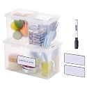 Bostitch Konnect Storage Containers with Lids, Clear Plastic Box, Stackable for Crafts, Home, and Office Organization, Labels, 3-Piece (1 4 Qt Box, 2 1.5 Qt boxes)