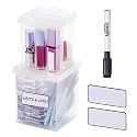 Bostitch Konnect Storage Containers with Lids, Clear Plastic Box, Stackable for Crafts, Home and Office Orginzation, Labels. 3 Piece (1 1.5 Qt Box, 2 0.5 Qt Boxes)