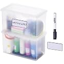 Bostitch Konnect Storage Containers with Lids, Office Organizer, Clear Plastic Box, Desk and Home Organizer, Labels, 4 Qt, 2 Pack
