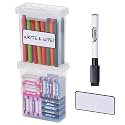 Bostitch Konnect Storage Containers with Lids, Office Organizer, Clear Plastic Box, Stackable for Crayons, Q-tips, Office Supplies, Labels, 0.5 Qt, 2 Pack