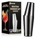 Boston Shaker Set, 18oz &amp; 28oz 2-Piece Tins, Professional 304 Stainless Steel Cocktail Shaker with Leak-Proof Weighted Base for Bartending, Home &amp; Bar Use (Black)