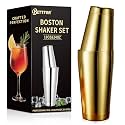 Boston Shaker Set, 18oz &amp; 28oz 2-Piece Tins, Professional 304 Stainless Steel Cocktail Shaker with Leak-Proof Weighted Base for Bartending, Home &amp; Bar Use (Gold)