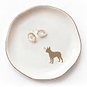 Boston Terrier Jewelry Dish Tray for Dog Lovers, Ceramic Trinket Tray, Key Bowl, Decorative Plate 4.7In
