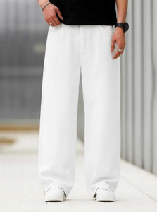BOSWUD Loose Fit Men White Jeans