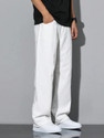 BOSWUD Men Straight Fit Mid Rise White