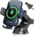 BothLin 3-in-1 Wireless Car Charger Mount, 15W Fast Charging Auto-Clamping Phone Holder for iPhone 17 16 15 14, Samsung Galaxy S24 S23, Dashboard, Vent &amp; Windshield Car Mount