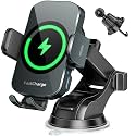 BothLin 3-in-1 Wireless Car Charger Mount, 15W Fast Charging Auto-Clamping Phone Holder for iPhone 17 16 15 14, Samsung Galaxy S24 S23, Dashboard, Vent & Windshield Car Mount