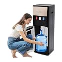 Bottom Loading Water Cooler Dispenser for 5 Gallon Bottles 110V Hot and Cold Water Dispenser 3or5 Gallon Water Dispenser Bottom-Mounted 3 Temperature Settings for Home, Office (Champaign Gold)