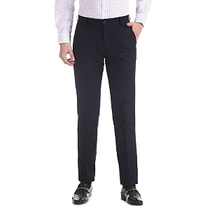 bottomline men39s slim fit formal trousers pants cut belt 30 blue