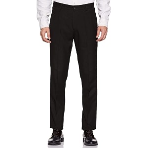 bottomline men39s slim fit formal trousers pants cut belt 36 black