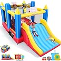 Bounce House, Inflatable Bounce House for Kids 3-12 with Blower Included, Indoor/Outdoor Kids Bouncy House with Slide Backyard, Blow up Jumping Castle with Wide Slide, Jumping Area, 2 Hoops