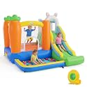 BOUNTECH Inflatable Bounce House with Ball Pit, Rabbit Indoor Bouncy House for Kids 3-12 w/Blower, Large Jumping Area, Basketball Hoop, Bounce House with Slide for Outdoor Toddler Backyard Gifts