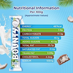 bountyy coconut chocolate bars pack of 6 x 57g by ask traders