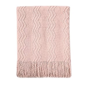 bourina throw blanket textured solid soft sofa throw couch cover knitted decorative blanket 5034 x 6034 pink