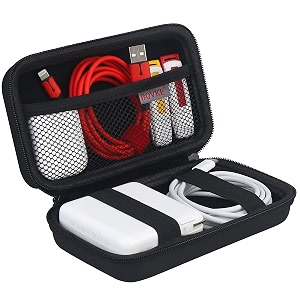 bovke travel cable organizer bag electronics accessories case portable travel gadget bag for usb flash drive adapter charging cable charger sd card earbuds small power bank blackinside black
