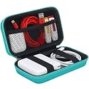 BOVKE PU Hard Travel Case for MacBook Air Pro Power Adapter Apple MagSafe 2 USB-C Charger, Extra Room for USB C Hub, Type C Hub, USB C Hub Multiport Adapter, Magic Mouse, Charging Cable, Turquoise
