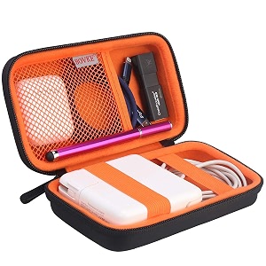bovke pu hard travel case for macbook air pro charger - apple magsafemagsafe 2usb-c power adapter - extra room for accessories black