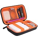 BOVKE PU Hard Travel Case for MacBook Air Pro Charger - Apple MagSafe/MagSafe 2/USB-C Power Adapter - Extra Room for Accessories, Black