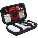 BOVKE Travel Cable Organizer Bag Electronics Accessories Case Portable Travel Gadget Bag for USB Flash Drive, Adapter, Charging Cable, Charger, SD Card, Earbuds, Small Power Bank, Black+Inside Black
