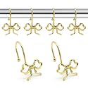 Bow Decorative Shower Curtain Hooks, Fashion Bowknot Shower Curtain Rings, Modern Bow Shower Curtain Hangers, 12PCS Shower Hooks for Shower Curtain, Home Decor, Bathroom, Bedroom, Living Room (Gold)