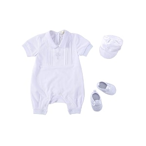 bow dream 3 pcs baby boy baptism outfit with hat and shoes