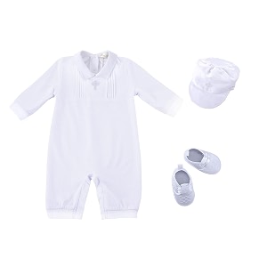 bow dream 3 pcs baby boy baptism outfit with hat and shoes